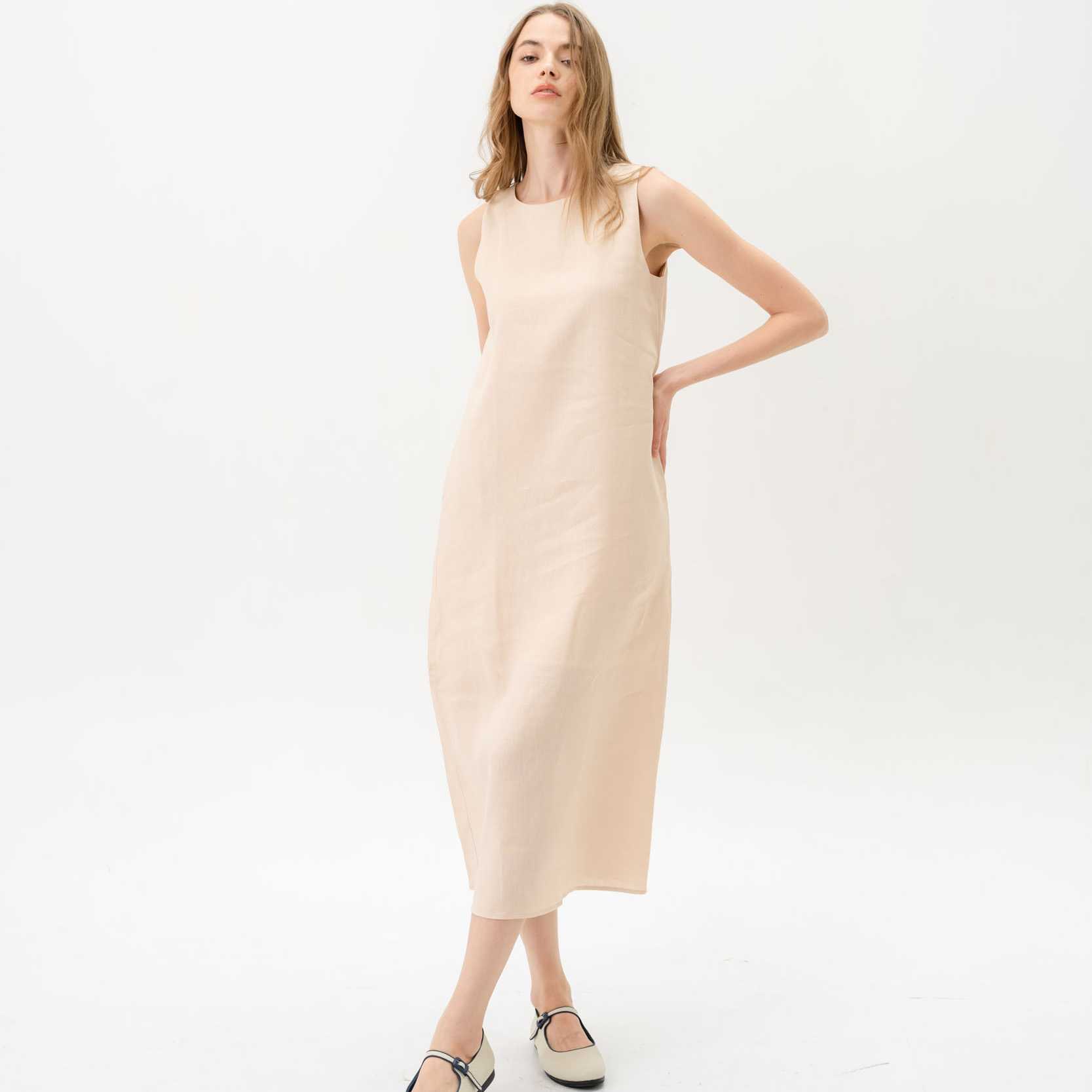 SUUBE Peony dress-Creamy เดรสยาวแขนกุด