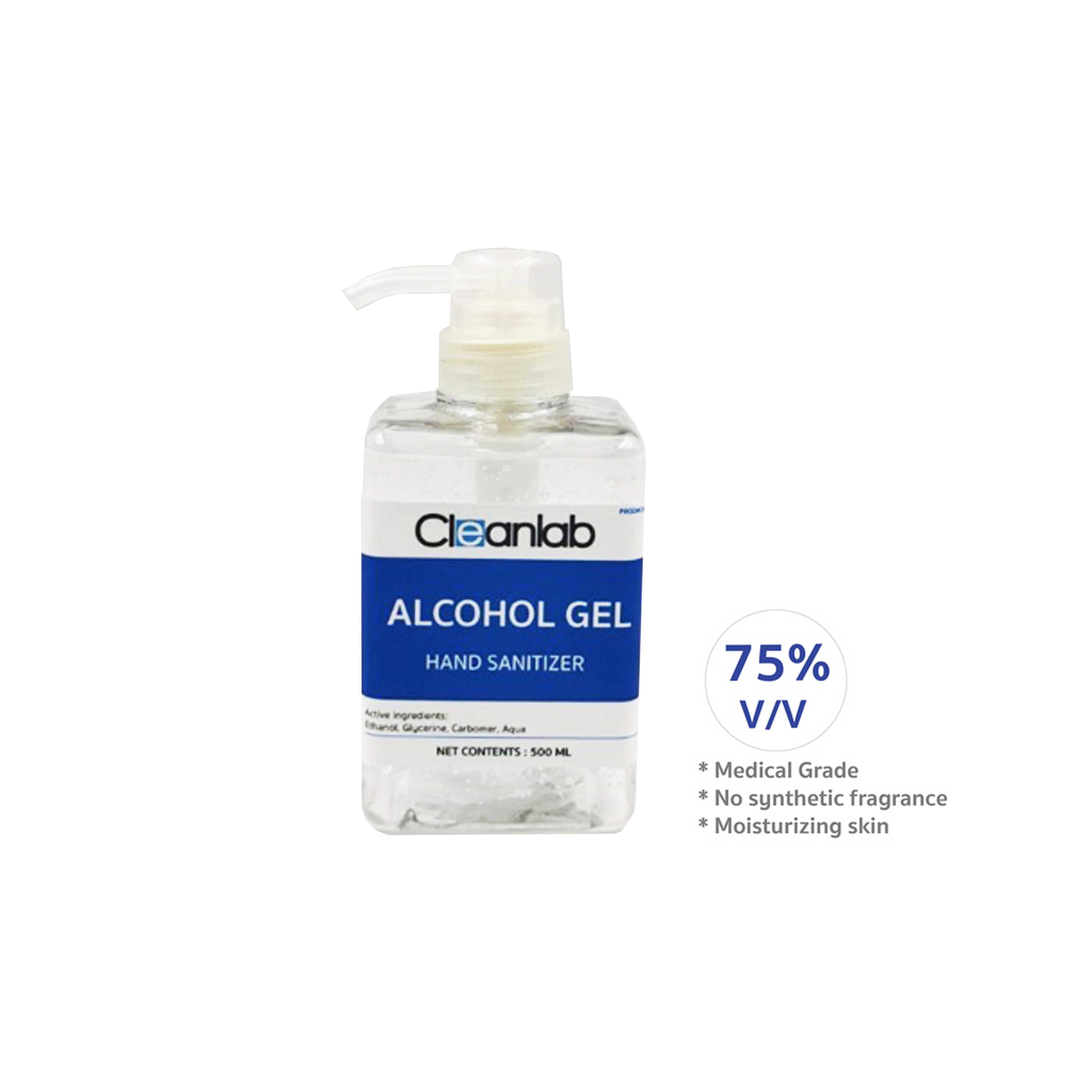 CLEANLAB Alcohol Gel Hand Sanitizer ขนาด 500ml (หัวปั๊ม )