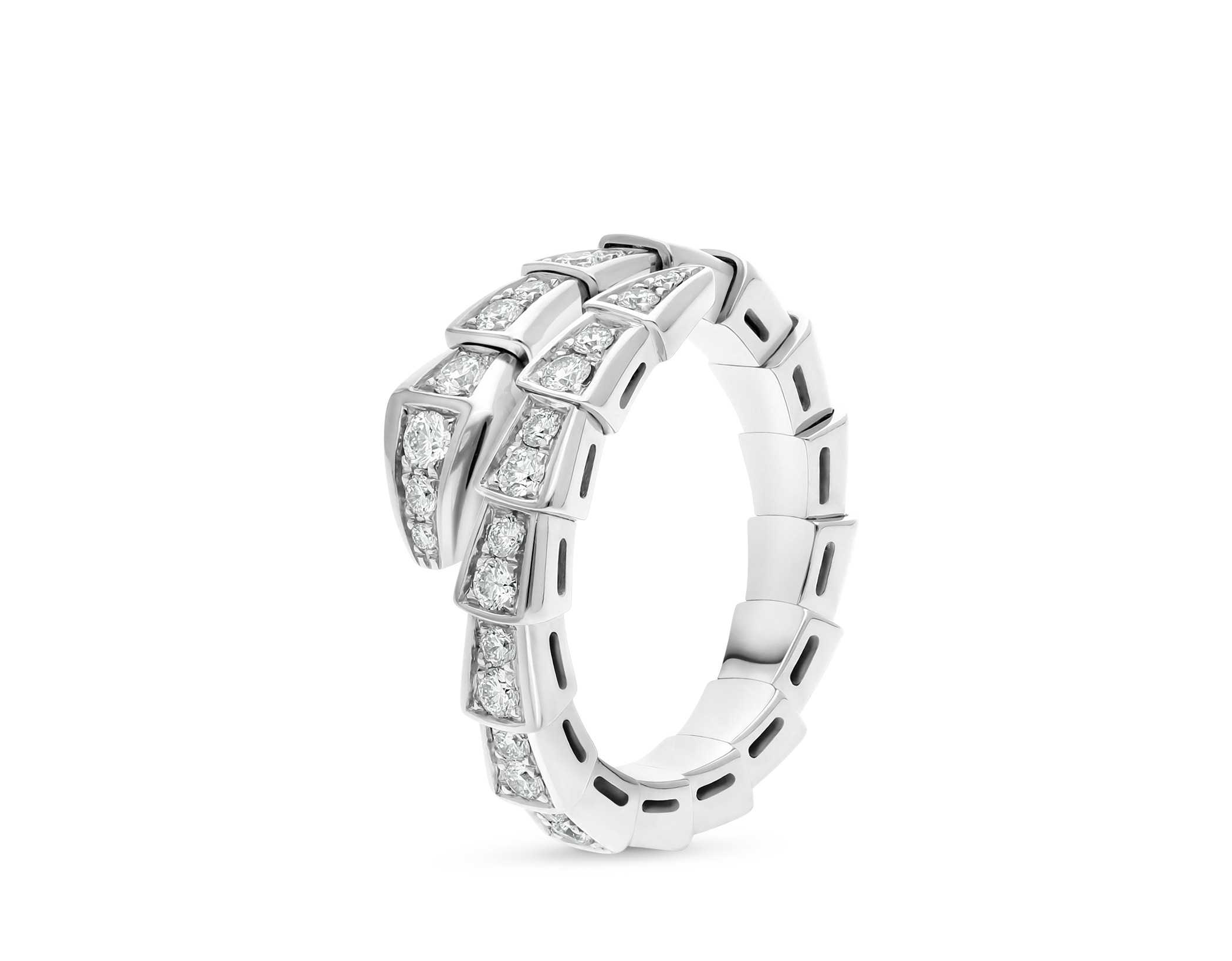 Serpenti Viper Ring White Gold with Pavé Diamonds