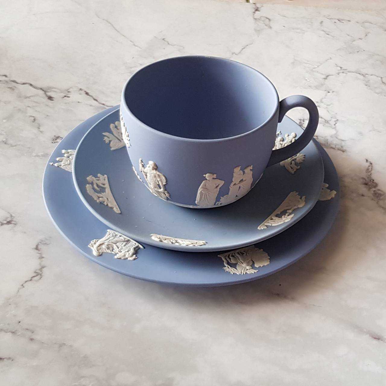Wedgwood Jasperware Trio set, Teacup and saucer, Bread Plate