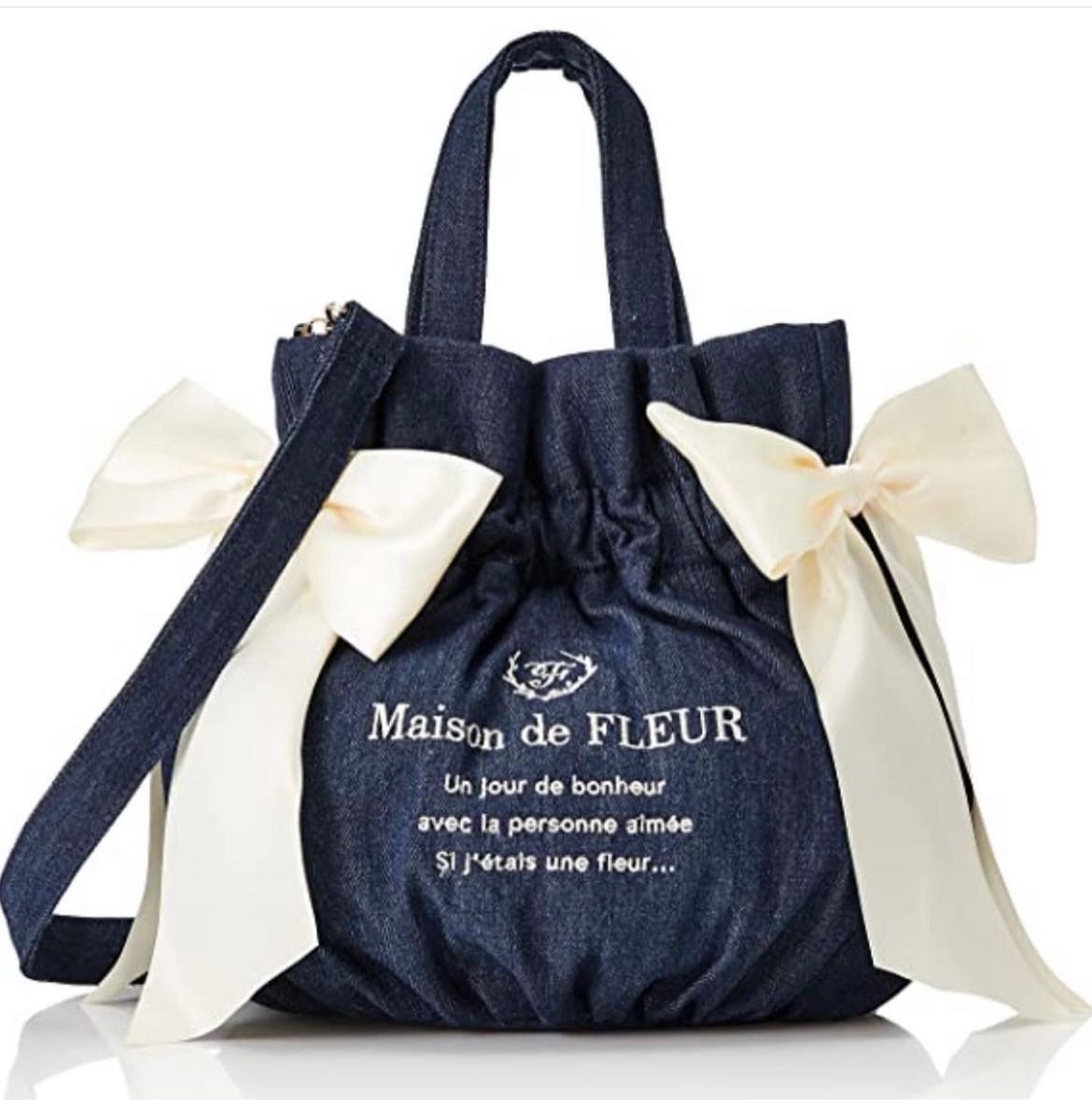 Maison de Fleur Denim Gathered 2-Way Tote Bag สี Indigo