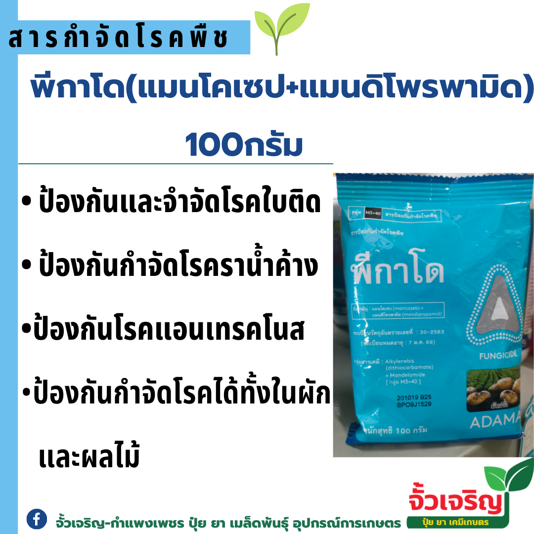 พีกาโด้ (100กรัม) สารป้องกันกำจัดเชื้อราออกฤทธิ์ป้องกันกำจัดโรคพืชที่เกิดจากเชื้อรา 