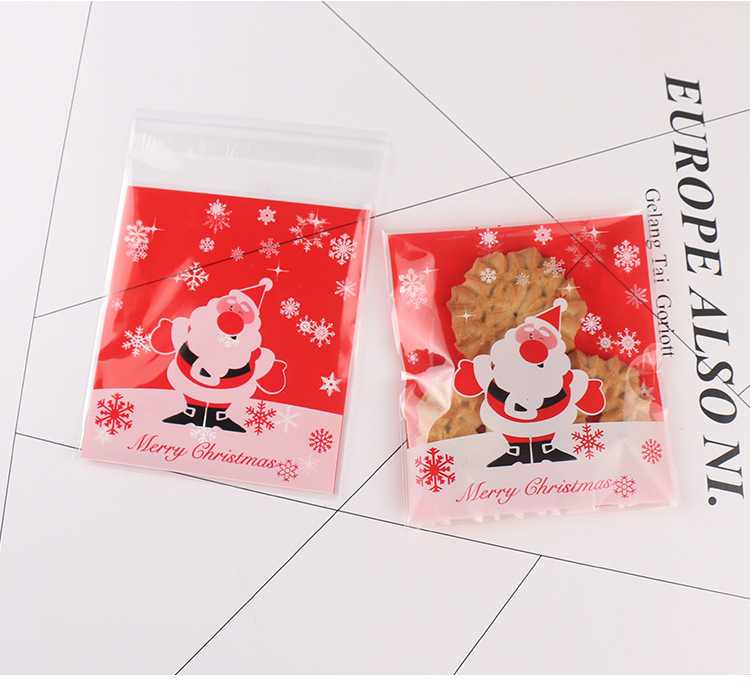 ถุงใส่คุ้กกี้ ลายคริสต์มาส 10x10ซม. แพ๊ค 100 ใบ