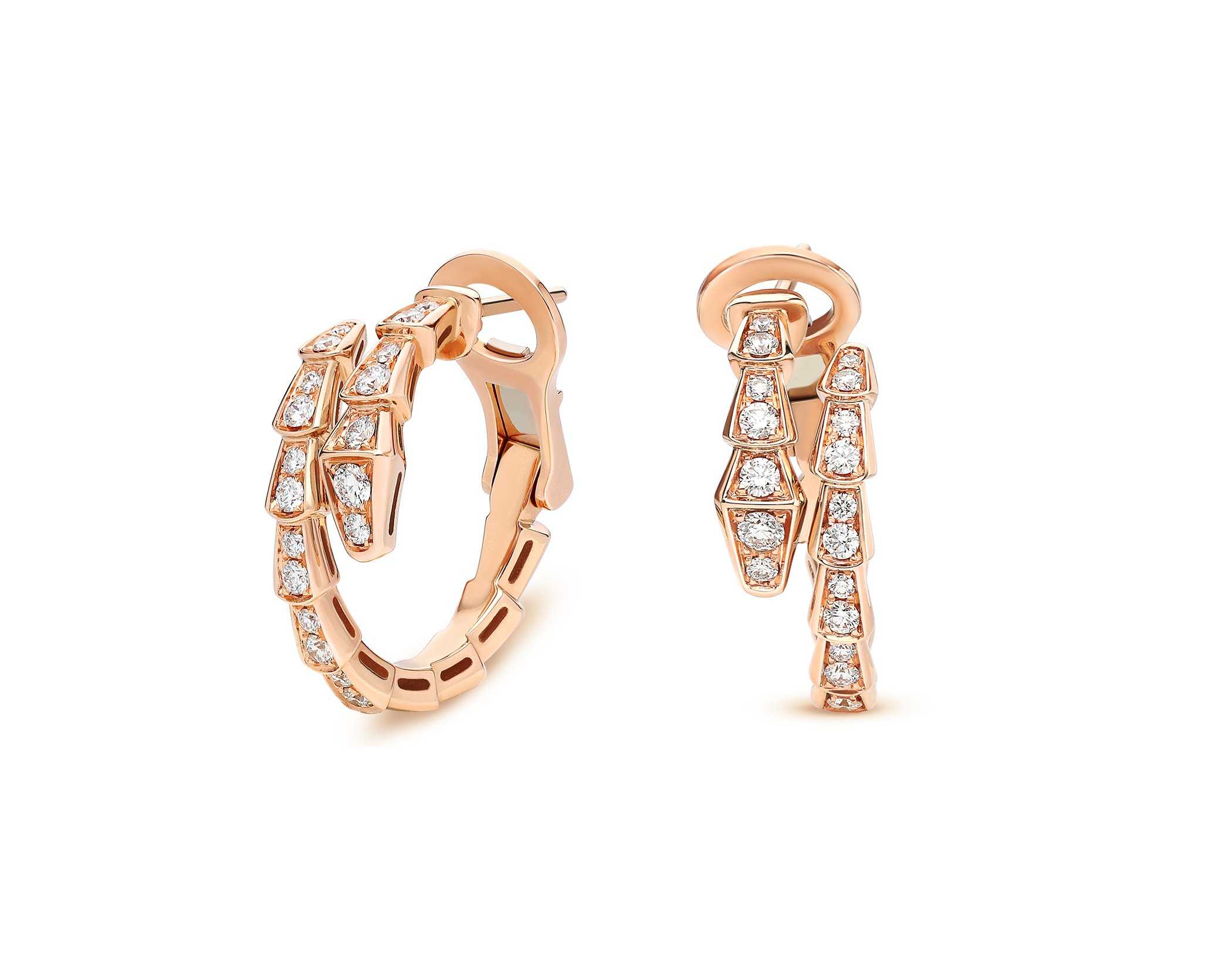 Serpenti Viper Earrings Rose Gold with Pavé Diamonds