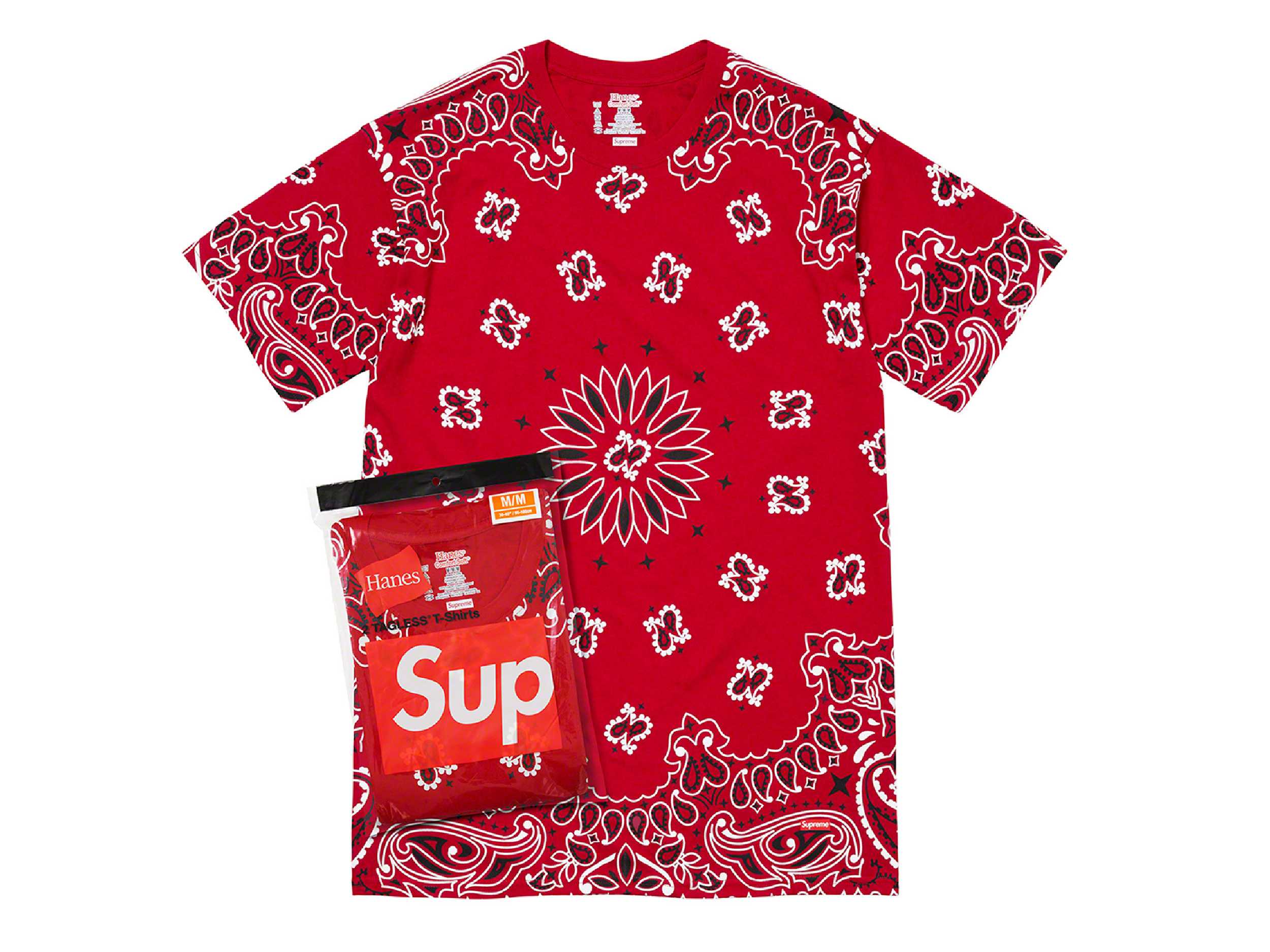 Supreme Hanes Bandana Tagless Tees 2 Pack (RED)