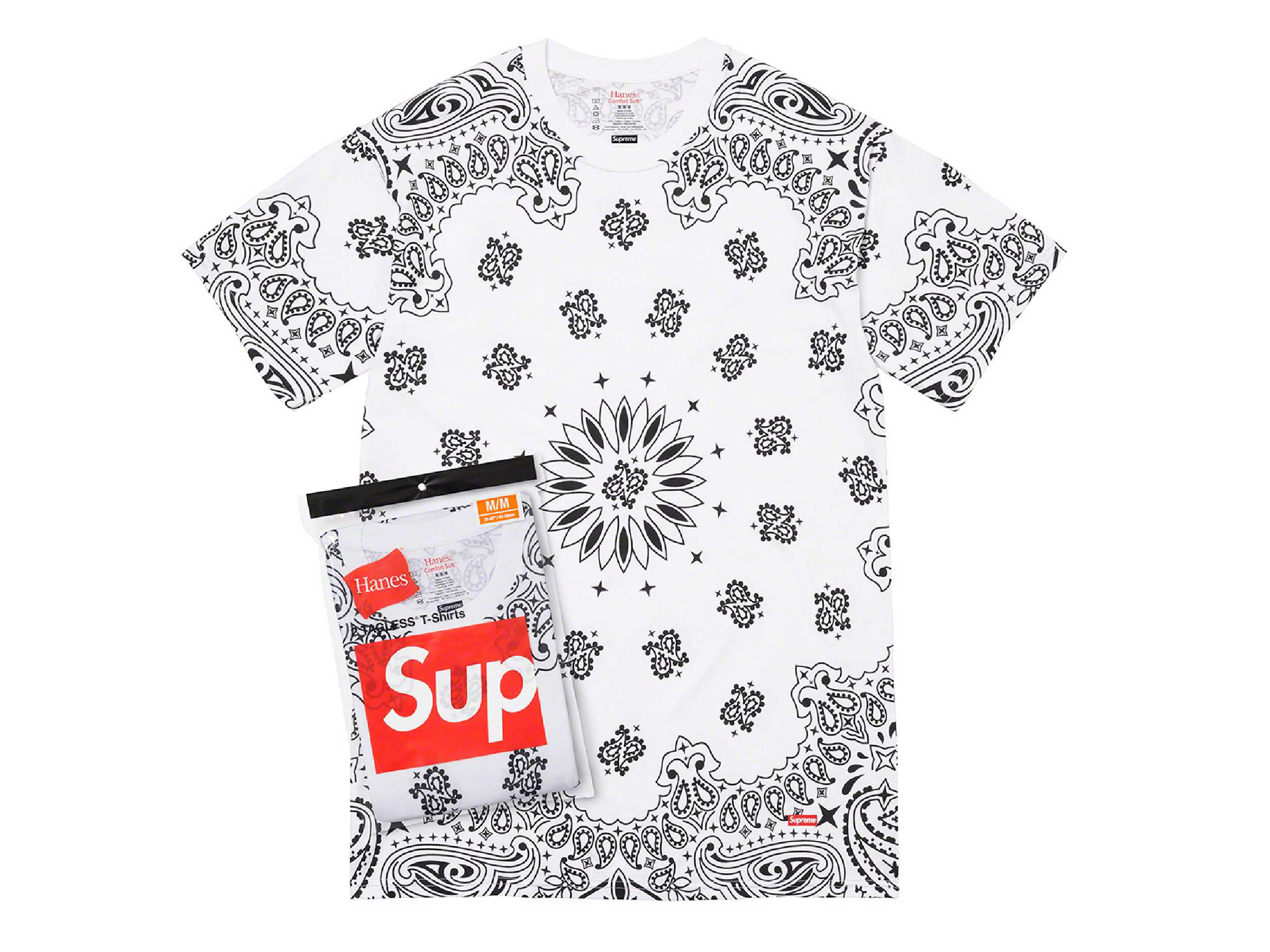 Supreme Hanes Bandana Tagless Tees 2 Pack (WHITE)