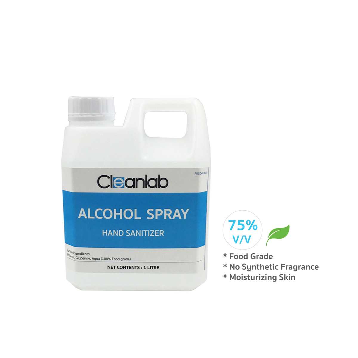 Cleanlab Alcohol Spray Hand Sanitizer แอลกอฮอล์เสปรย์ food grade ขวดเติมขนาด 1 ลิตร