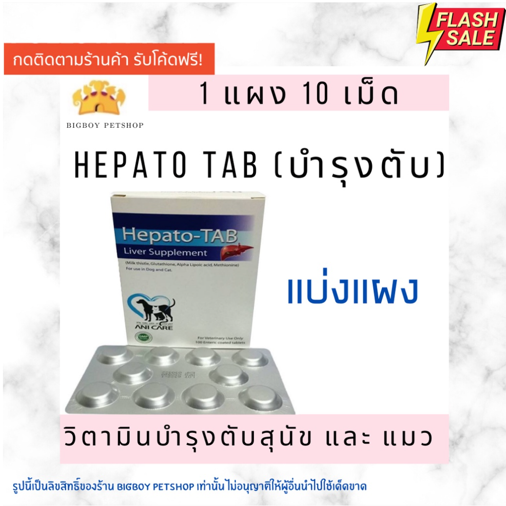 Hepato Tab วิตามินบำรุงตับสำหรับสุนัขและแมว แบ่งแผง (10เม็ด)