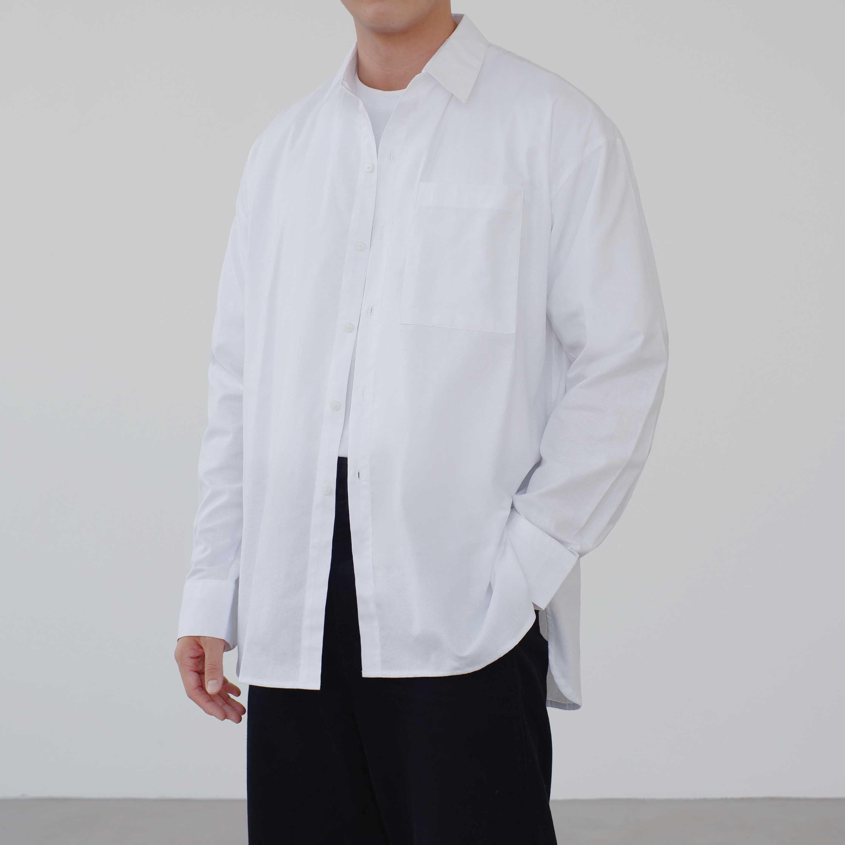 Hunter Studios - Curve Shirt Long Sleeves White