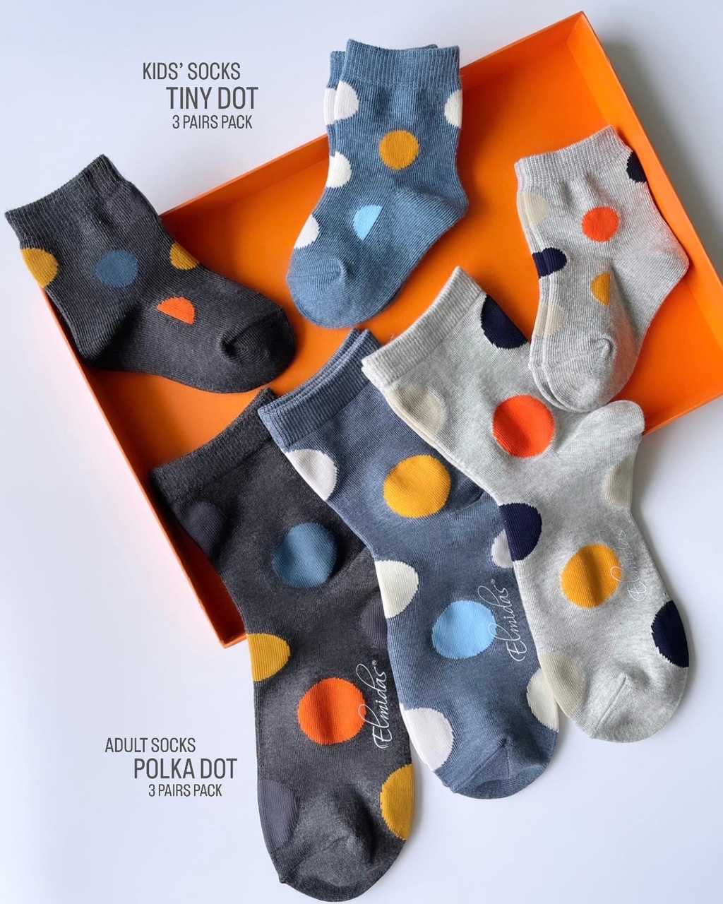 Polka Dot and Tiny Dot - Adults and kids - 3 pairs pack