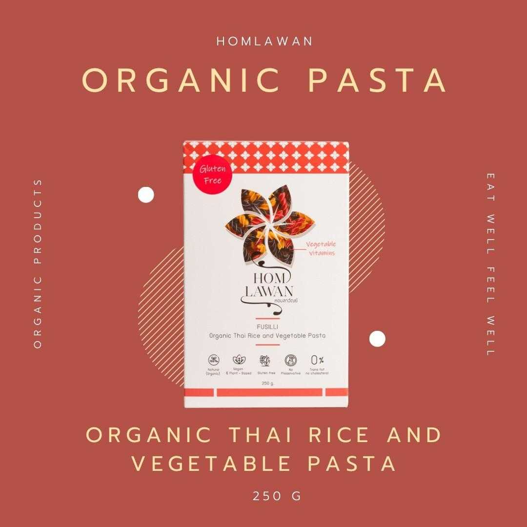 Homlawan Organic Thai Rice And Vegetable Pasta (พาสต้าข้าวผสมผัก3ชนิด) 250g