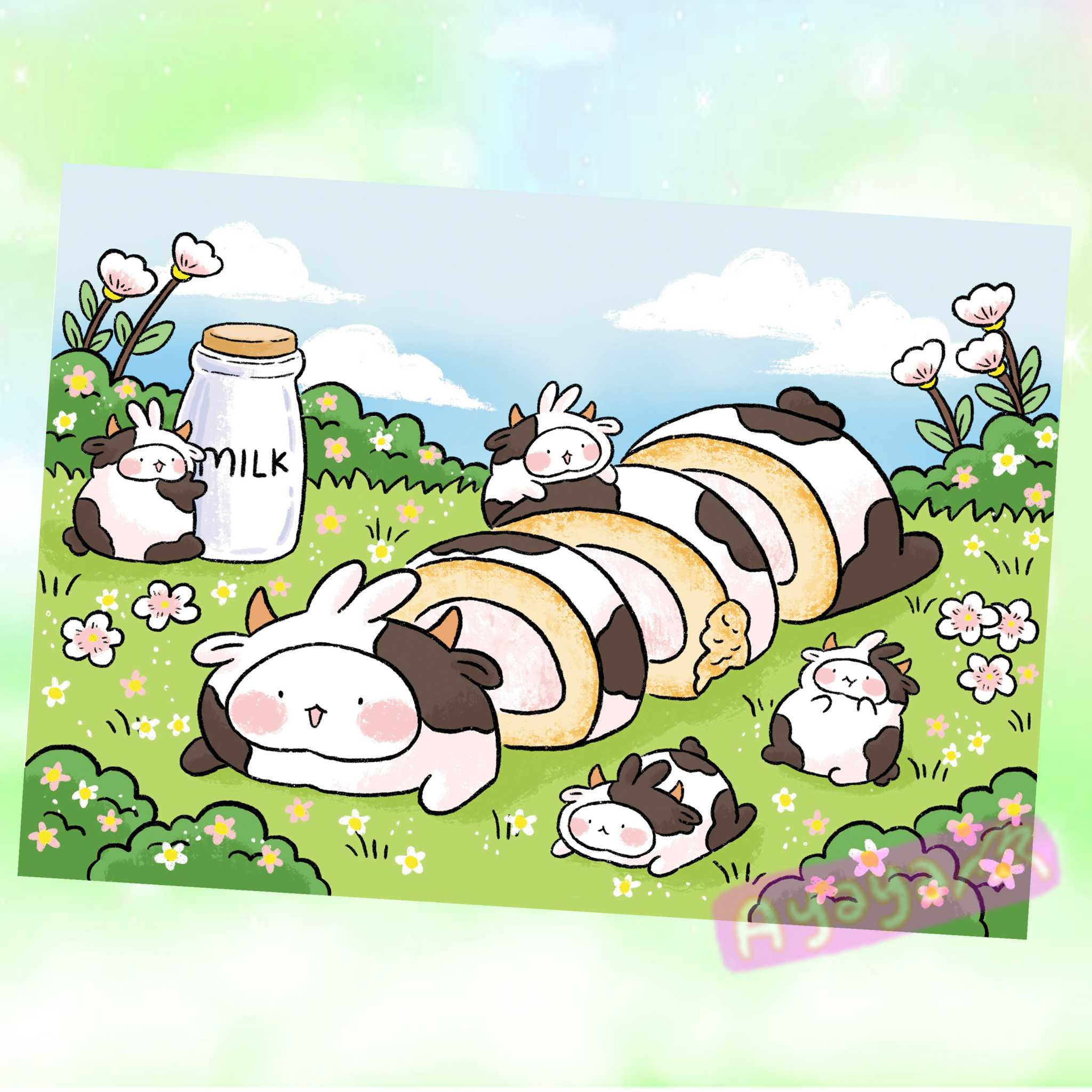 Ayaya Cow Roll Postcard