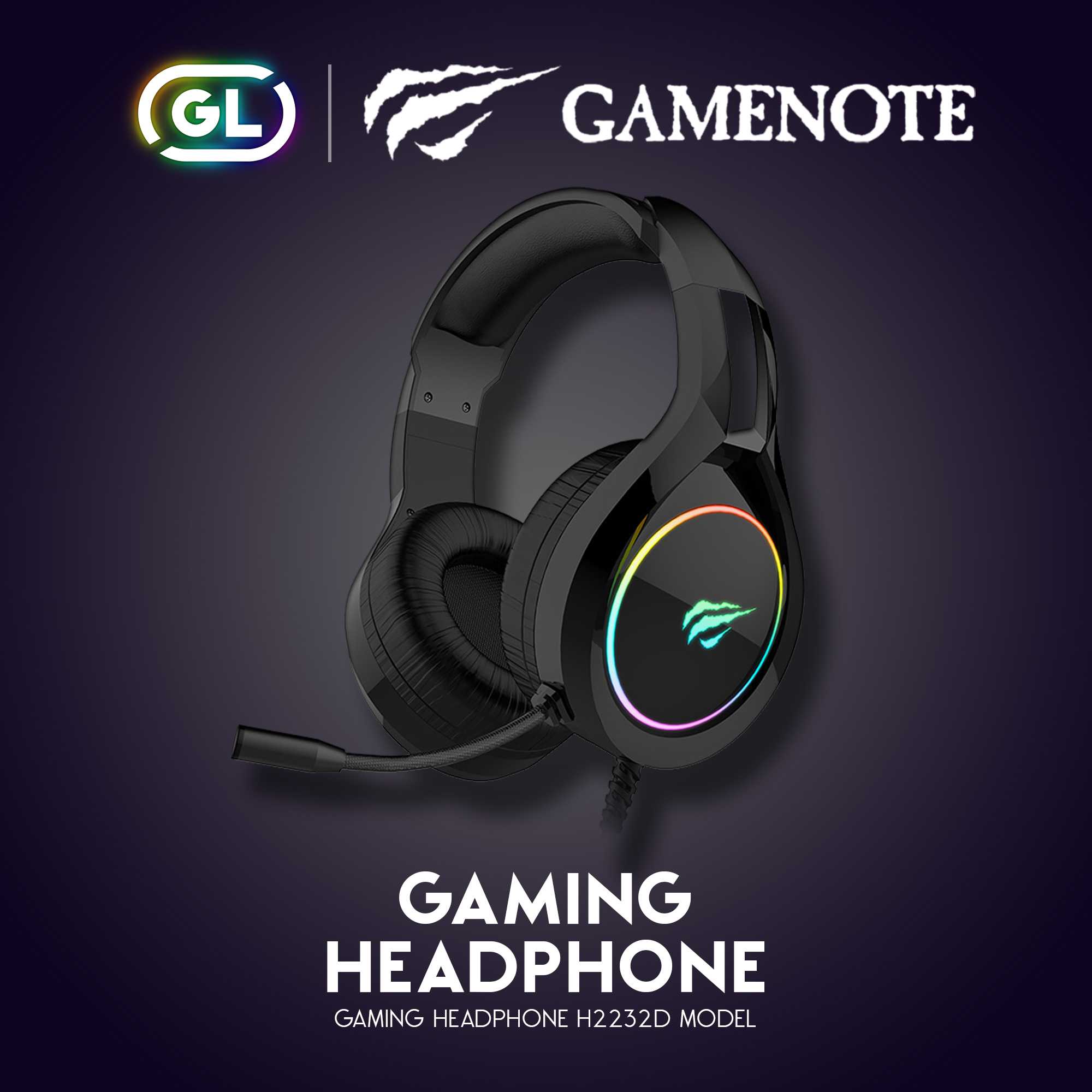 Gamenote Gaming Headphone หูฟังเกมมิ่ง หูฟังเล่นเกมส์สำหรับคอมพิวเตอร์ มีไฟ RGB Backlit GH 2232