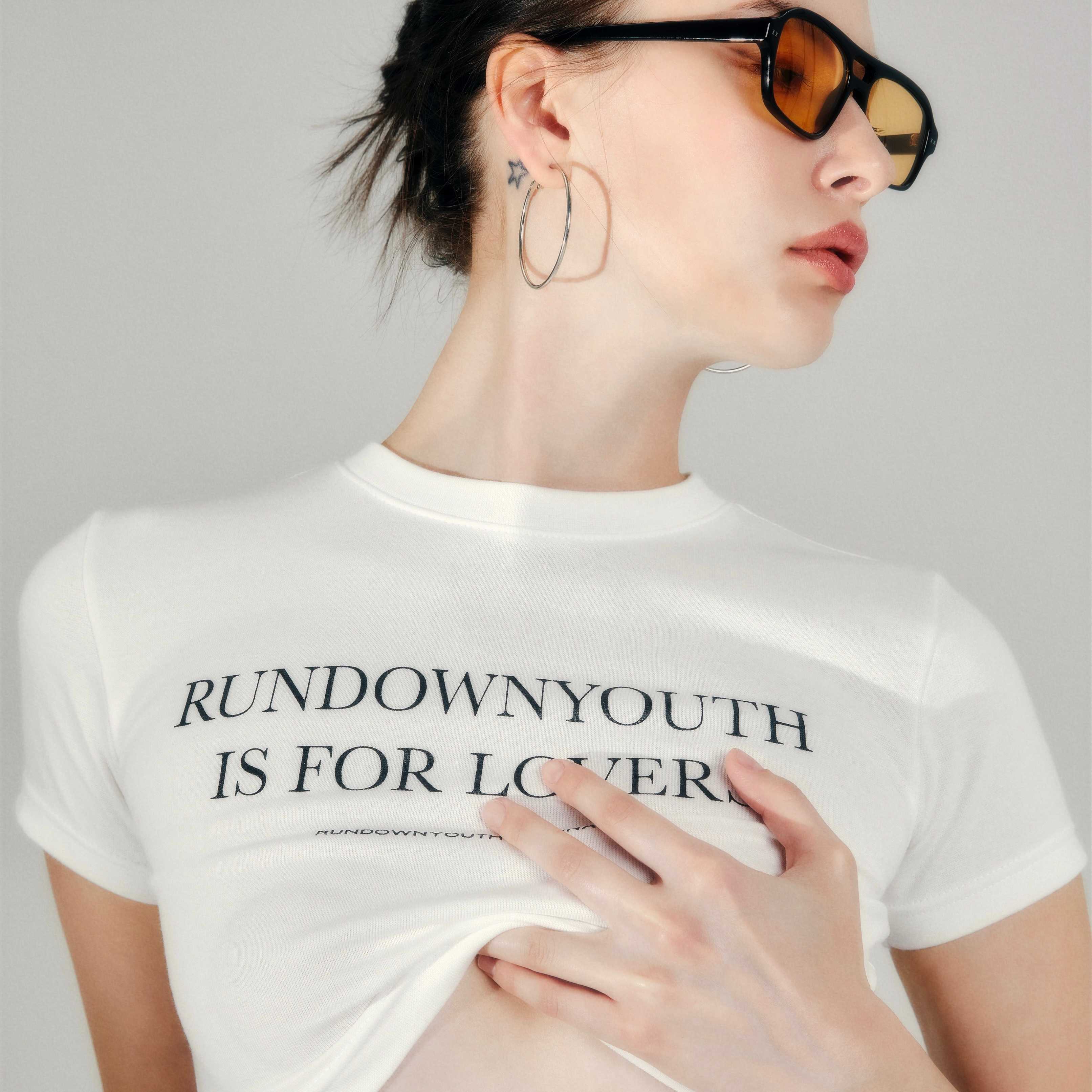 Baby Crop Tee for all 'LOVERS' Off White / Black