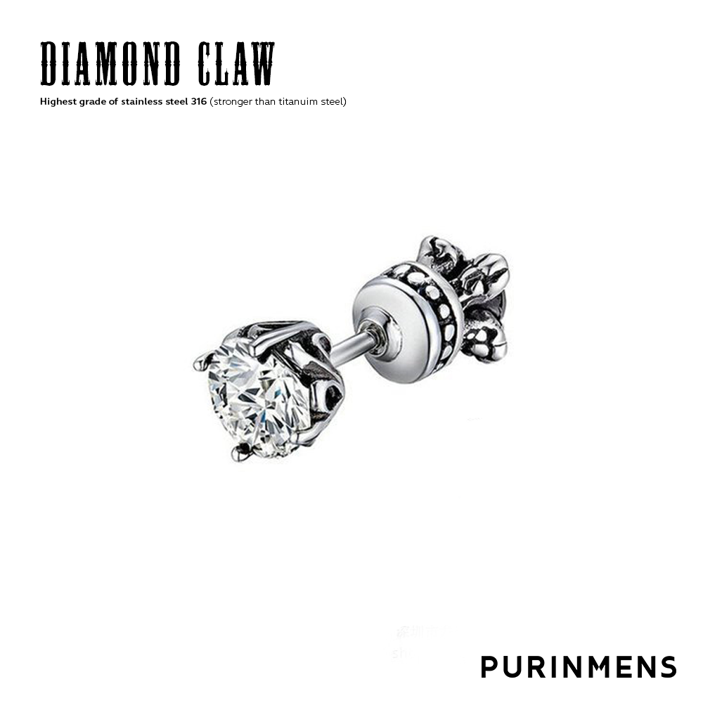 Purinmens Dragon Claw LIMITED EDITION, เพชรสวิส Cubic zirconia crystalline, ต่างหูผู้ชาย earrings