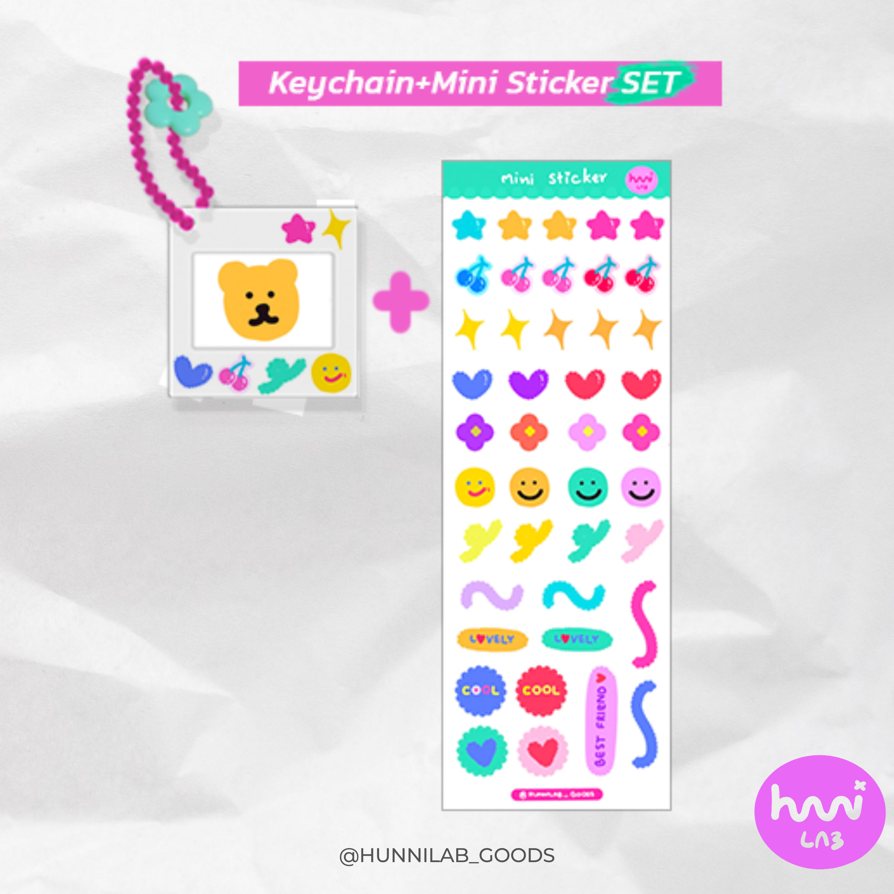 SET - mini sticker + Frame Card Keychain เลือกสีโซ่ไข่ปลาได้