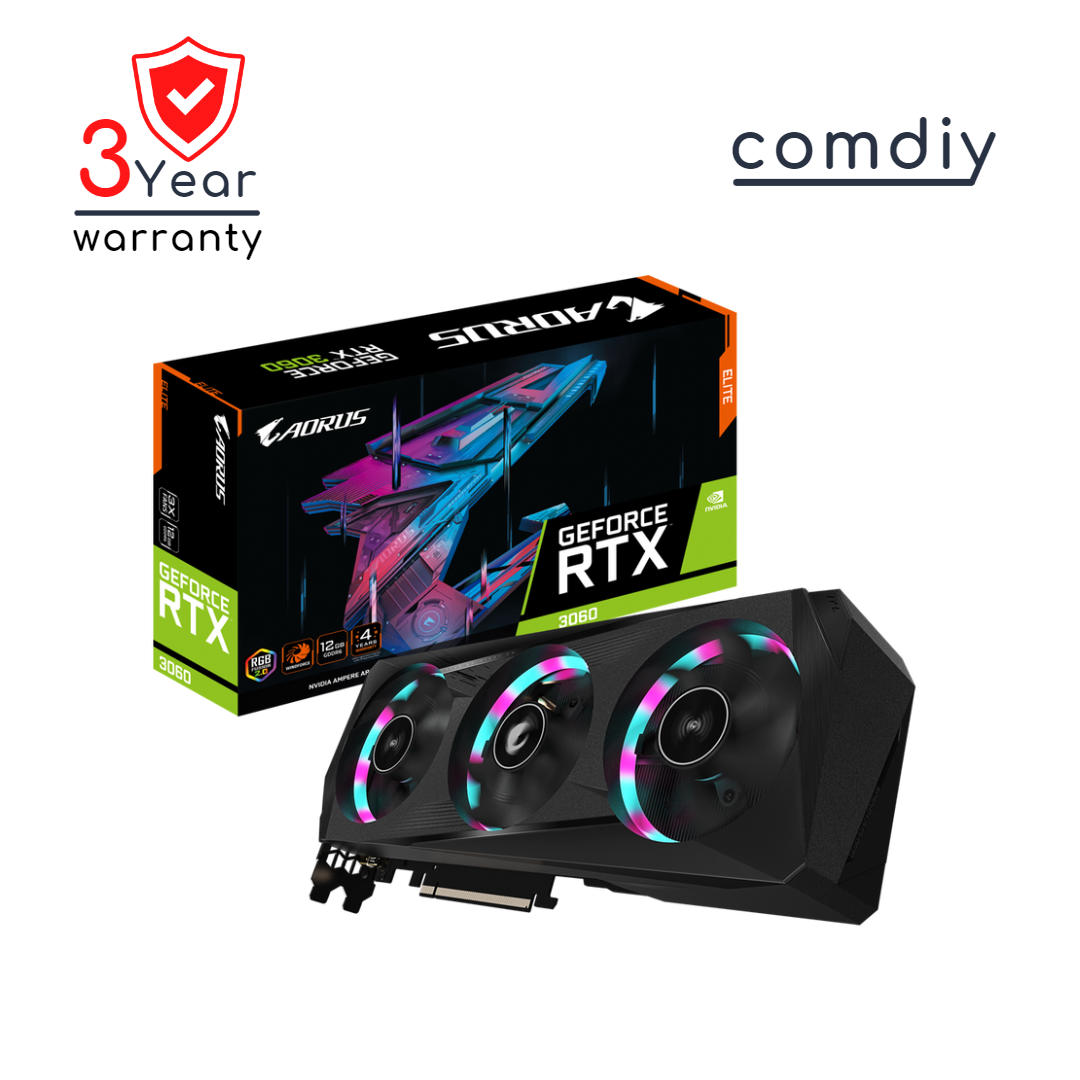 GIGABYTE AORUS GEFORCE RTX 3060 ELITE 12G (REV. 2.0) LHR VGA การ์ดจอ by comdiy
