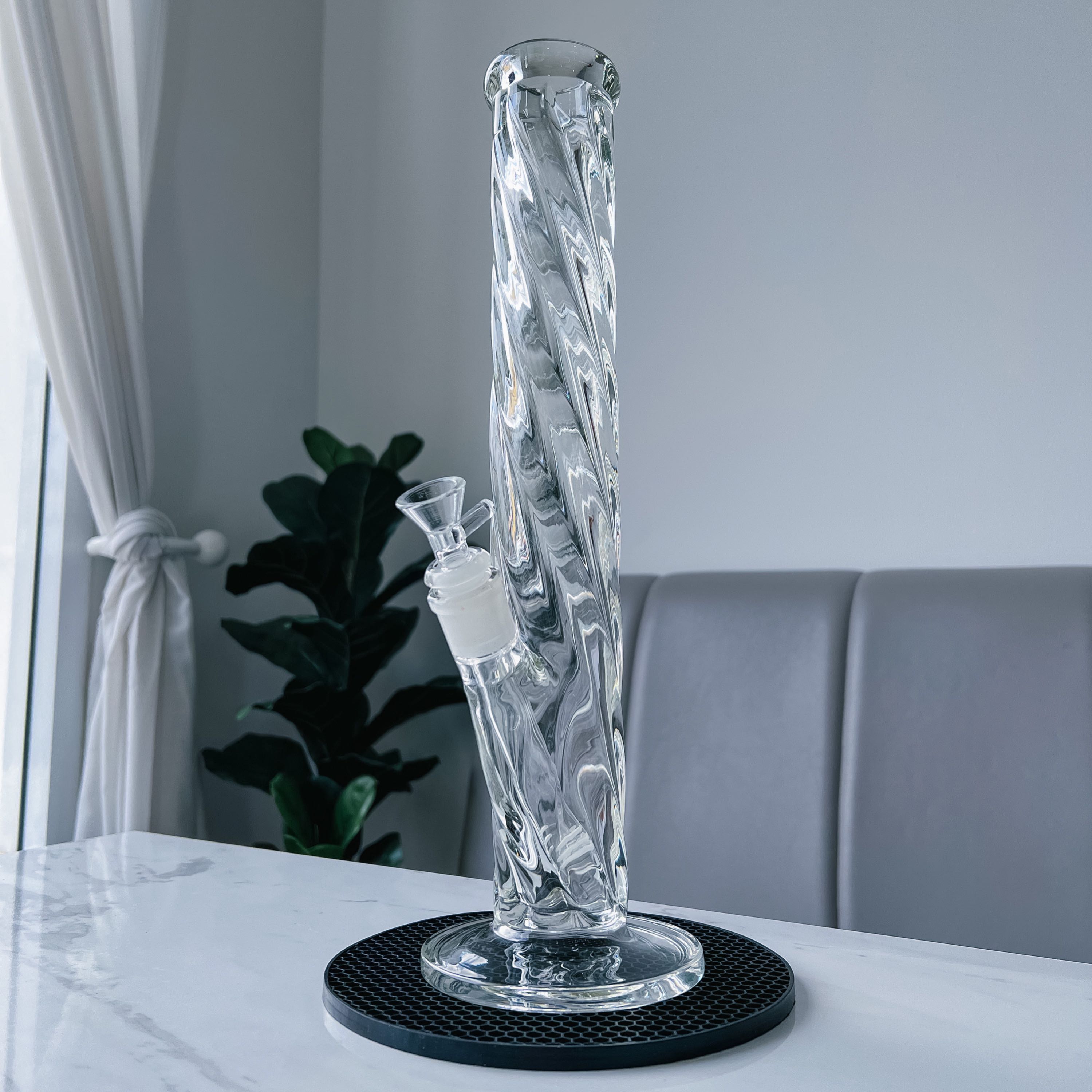 Swirl Iridescent Straight Glass Bong  | 35 cm