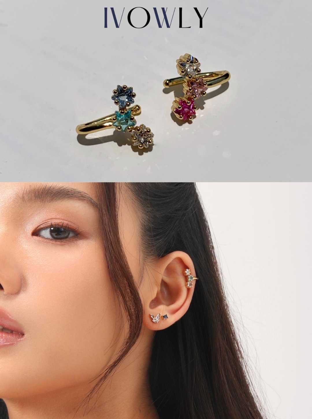 Triple star ear cuff