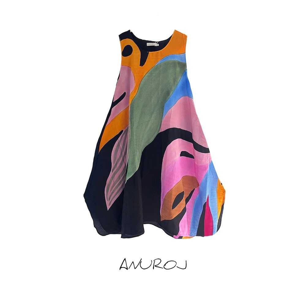 (Pre-Order) Sac Sleeveless Dress Cotton Silk Hand paint