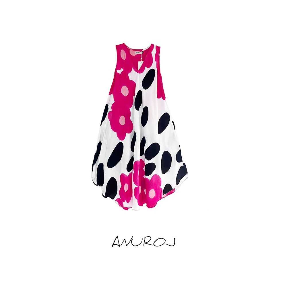 (Pre-order)Sac Sleeveless Dress V Nack Cotton Silk Hand paint