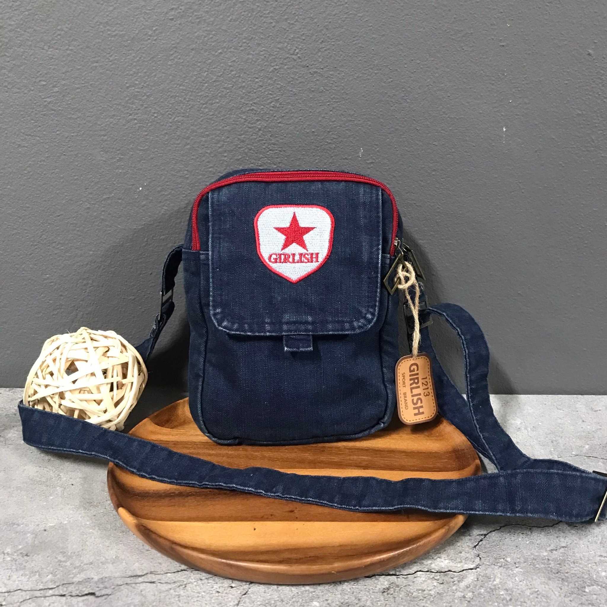 No.174 กระเป๋ายีนส์​ Girlish ทรงสะพายข้าง รุ่น Star Shield สินค้าลิขสิทธิ์แท้