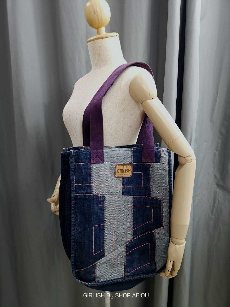 No.175 กระเป๋ายีนส์​ Girlish ทรงคล้องไหล่ รุ่น Shopping Callage สินค้าลิขสิทธิ์แท้