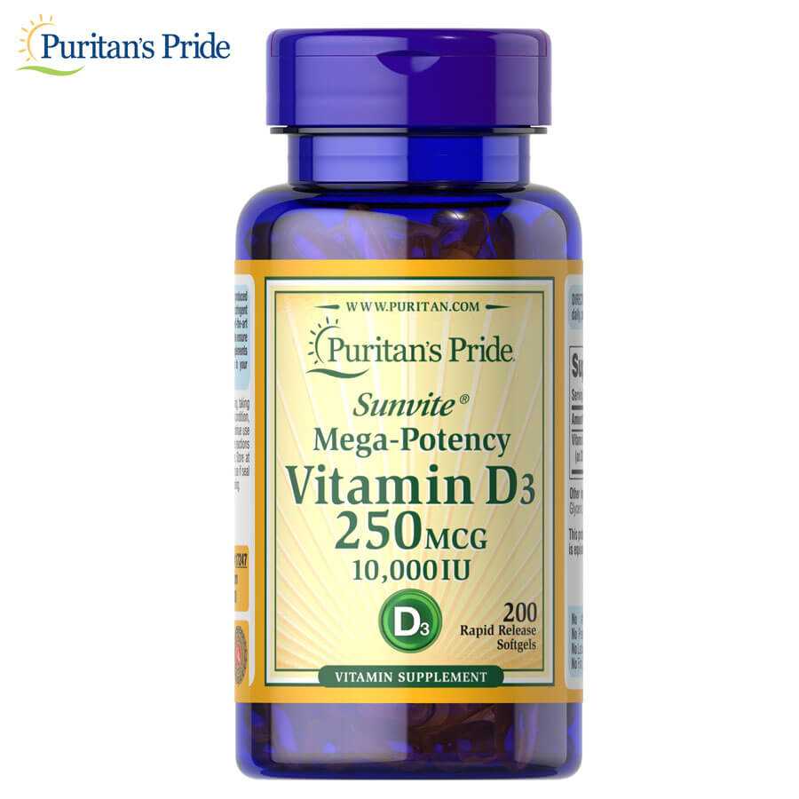วิตามินดี Puritan’s Pride Vitamin D3 10,000 IU 250 mcg/ 200 Softgels