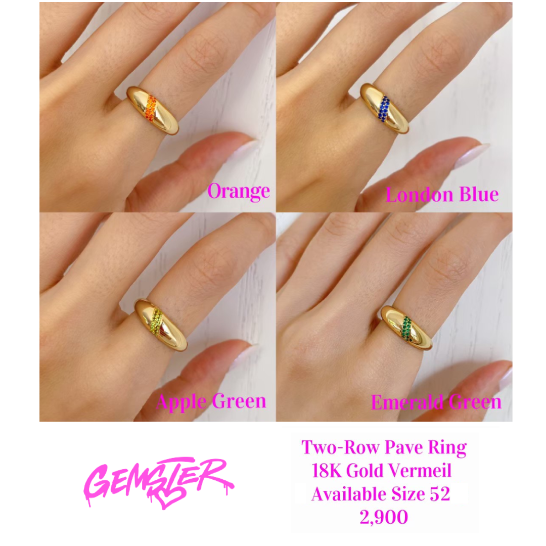 [พร้อมส่ง size52-Sample sale] Two-Row Pave Ring 18k gold vermeil (2 setting)