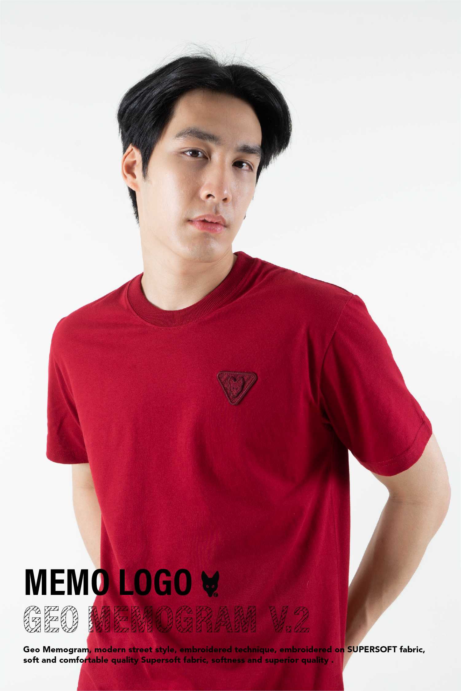 เสื้อยืดMemo Supersoft Premium งานปัก รุ่น New Geo Memogram V2 สินค้าลิขสิทธิ์แท้