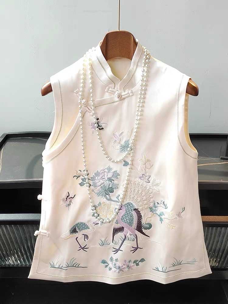 women's temperament national style peacock embroidery vest