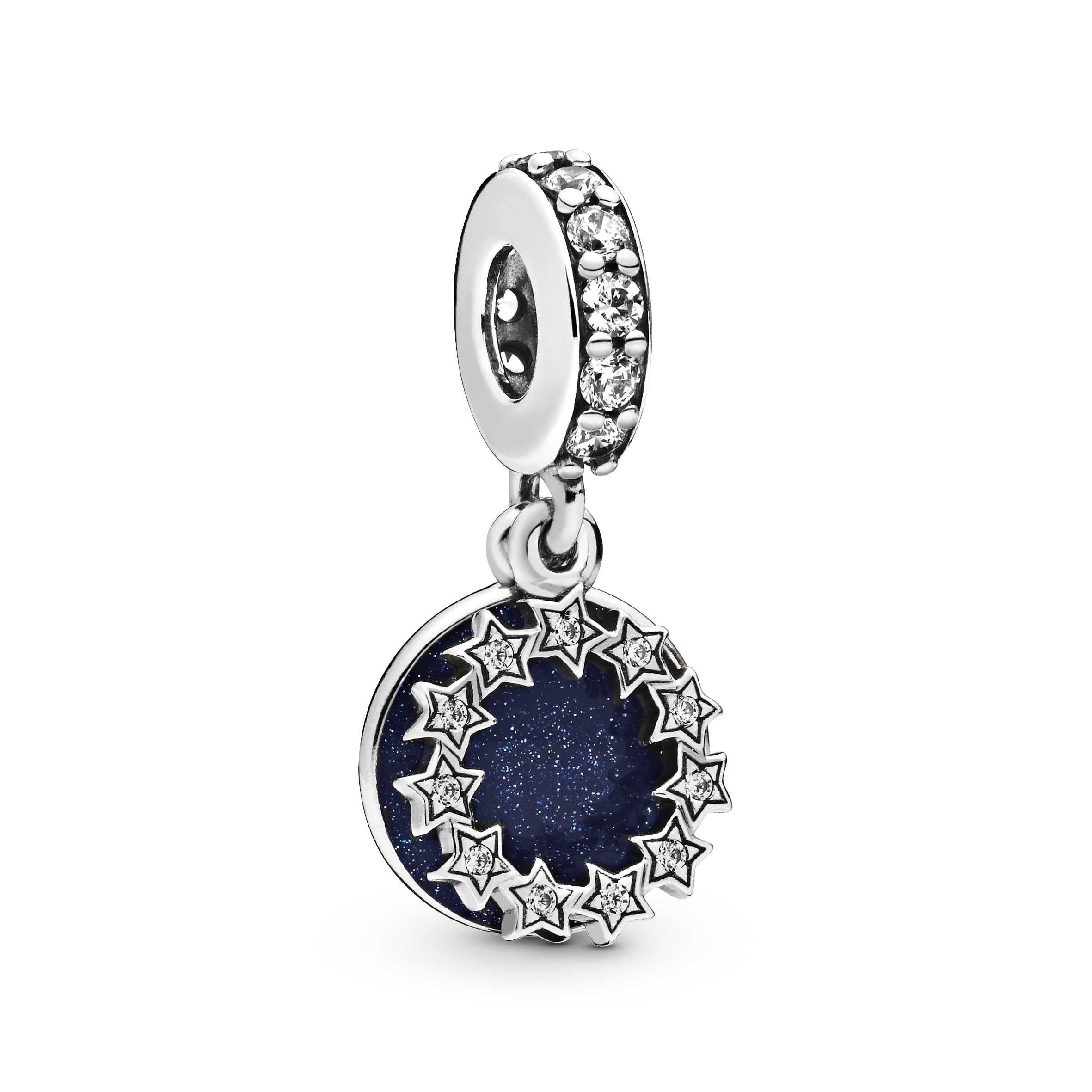 Inspirations Stars Silver Hanging Charms with Blue Enamel & CZ