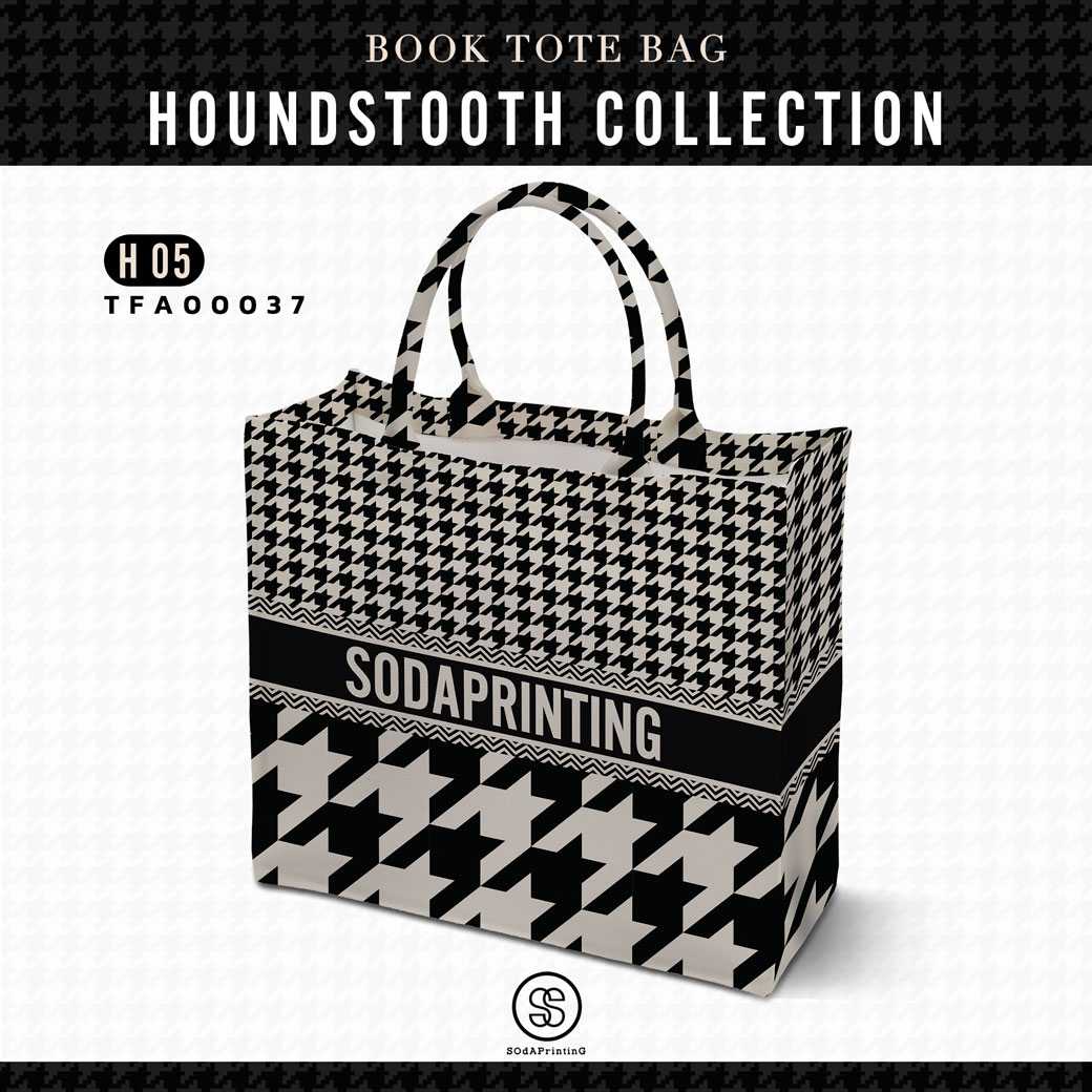 กระเป๋า Book Tote Bag HOUNDSTOOTH COLLECTION รหัส TFA00037 #SOdAbag #SOdAPrintinG