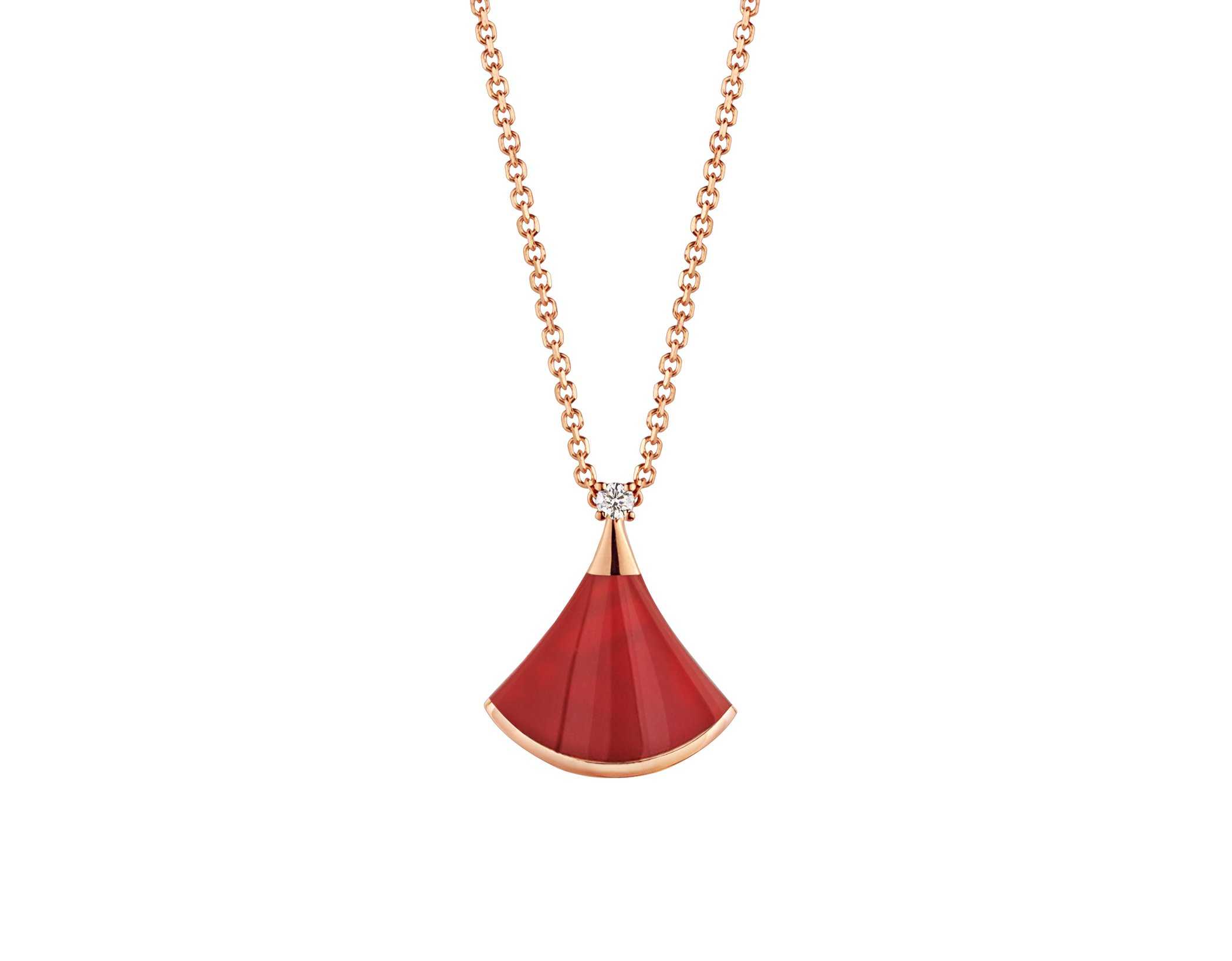 Divas' Dream Necklace Rose Gold with Carnelian & Diamonds