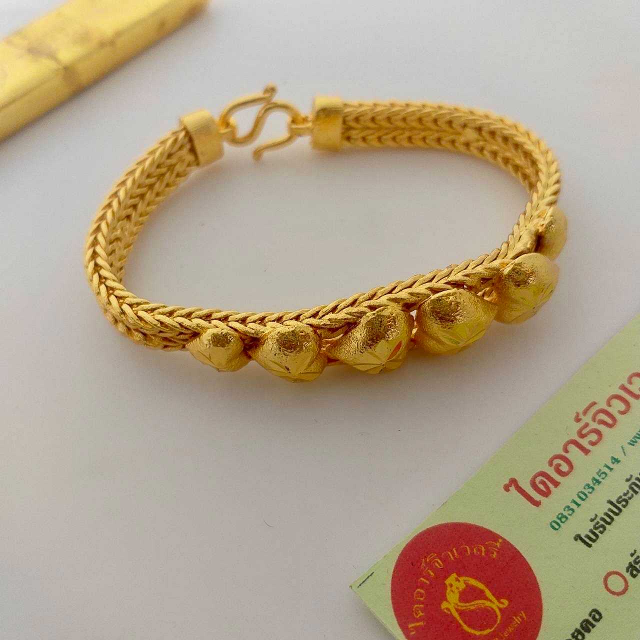 สร้อยข้อมือทองโคลนนิ่ง 2 บาท ลายสี่เสาคู่ใจกลาง