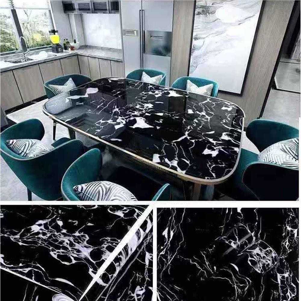 วอลเปเปอร์ลายหินอ่อน ผิวเงา ลายหินอ่อนดำ2 60x300cm