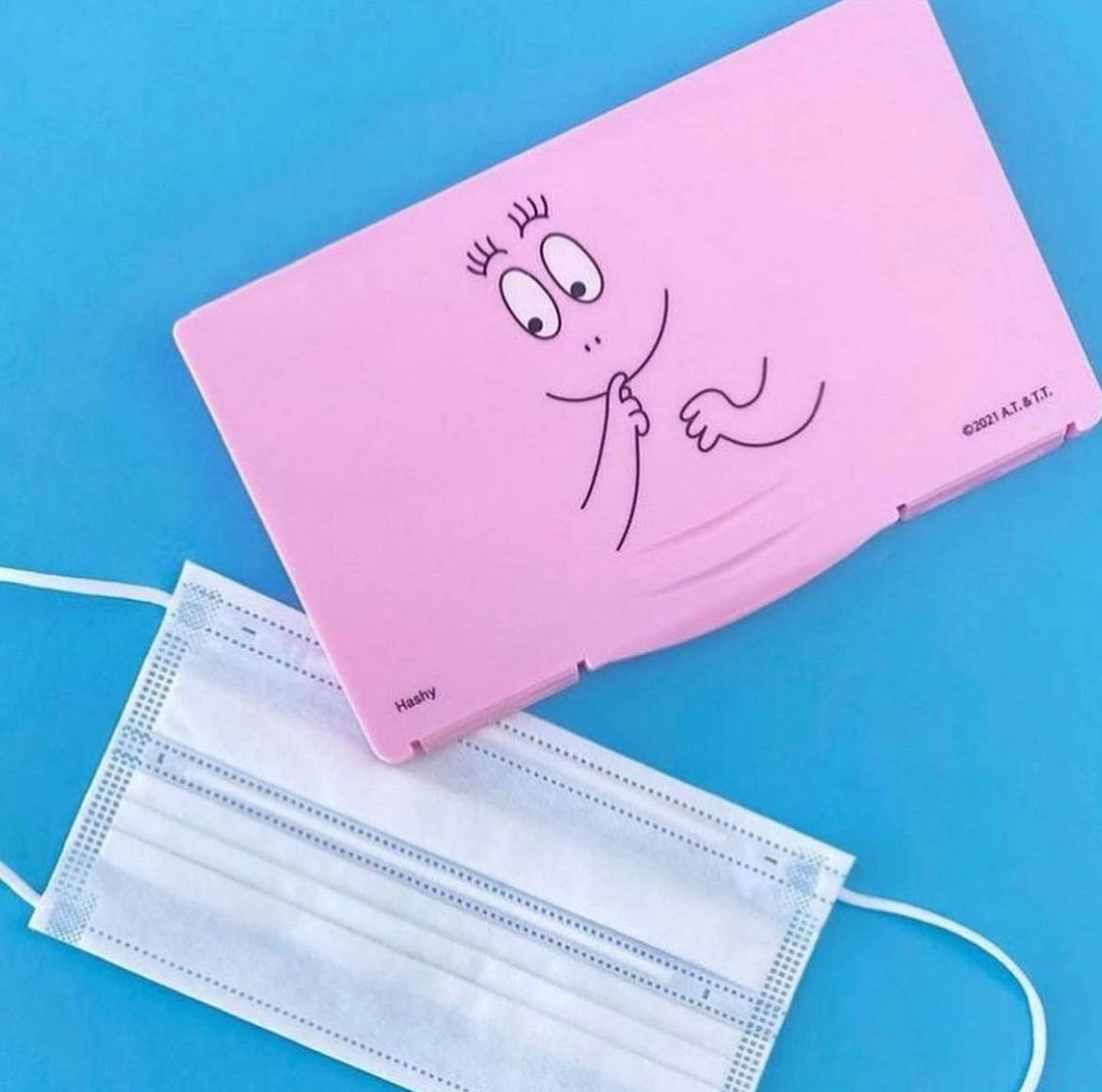 🇯🇵 Japan Barbapapa Mask Hard Case 	 約 W18×H11×D1cm กล่องเคสพลาสติกใส่หน้ากากอนามัย