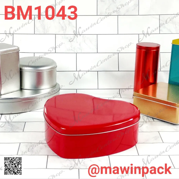 P181BM1043 กระป๋องหัวใจไซส์ใหญ่ สีแดง(ลัง12ใบ)