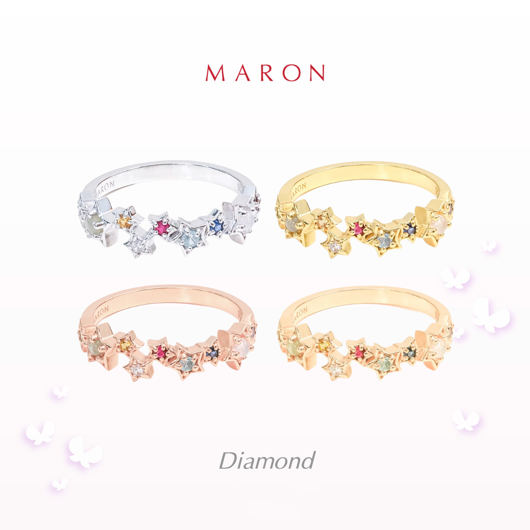 MARON - 9 Lucky Stars Eternity Ring with Diamond (สั่งทำ 14-20 วันทำการ) แหวนดาวนพเก้า เสริมดวง