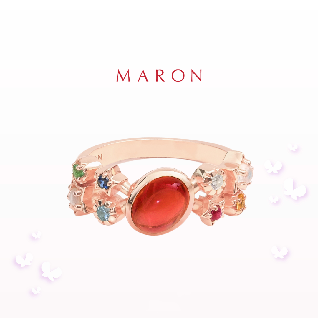 MARON - 9 Lucky Stars Ring ชุบ Rose Gold แหวนดาวนพเก้า แหวนเสริมดวง เงินแท้925