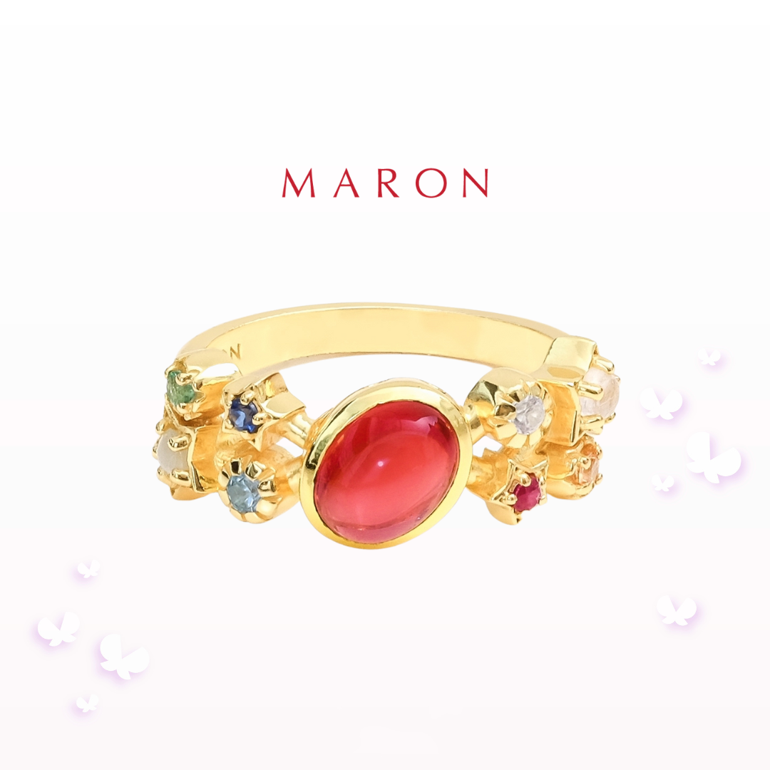 MARON - 9 Lucky Stars Ring ชุบ 18K Gold แหวนดาวนพเก้า แหวนเสริมดวง เงินแท้925