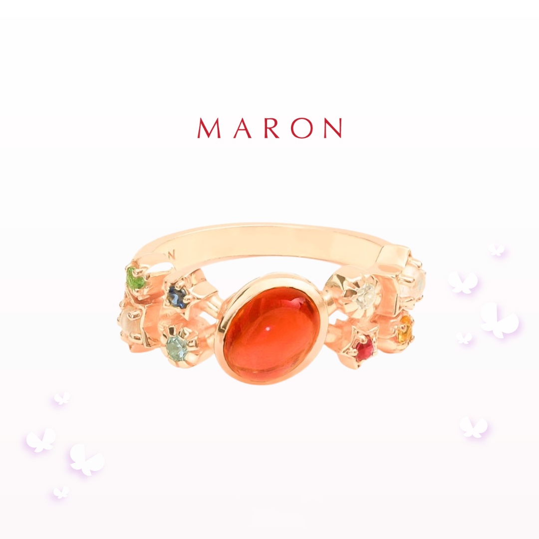 MARON - 9 Lucky Stars Ring ชุบ Beige Gold แหวนดาวนพเก้า เสริมดวง เงินแท้925