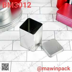 P181BM3012 กระป๋องใบชาเหลี่ยมสูง ฝาก๊อก100 gเนื้อทราย