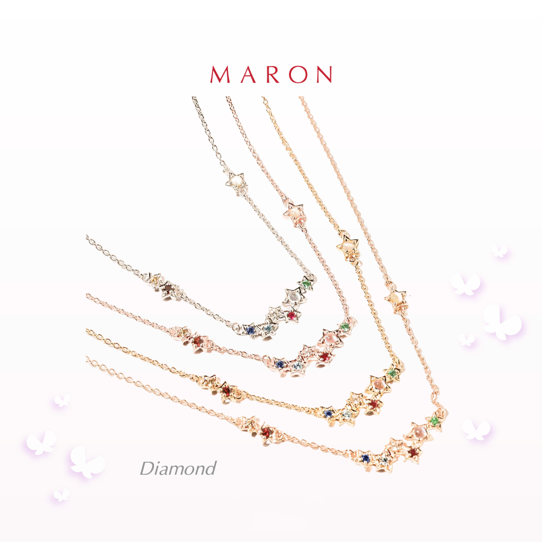 MARON - Nine Lucky Stars Necklace with Diamond (สั่งทำ 14-20 วันทำการ) สร้อยคอดาวนพเก้า เพชรแท้