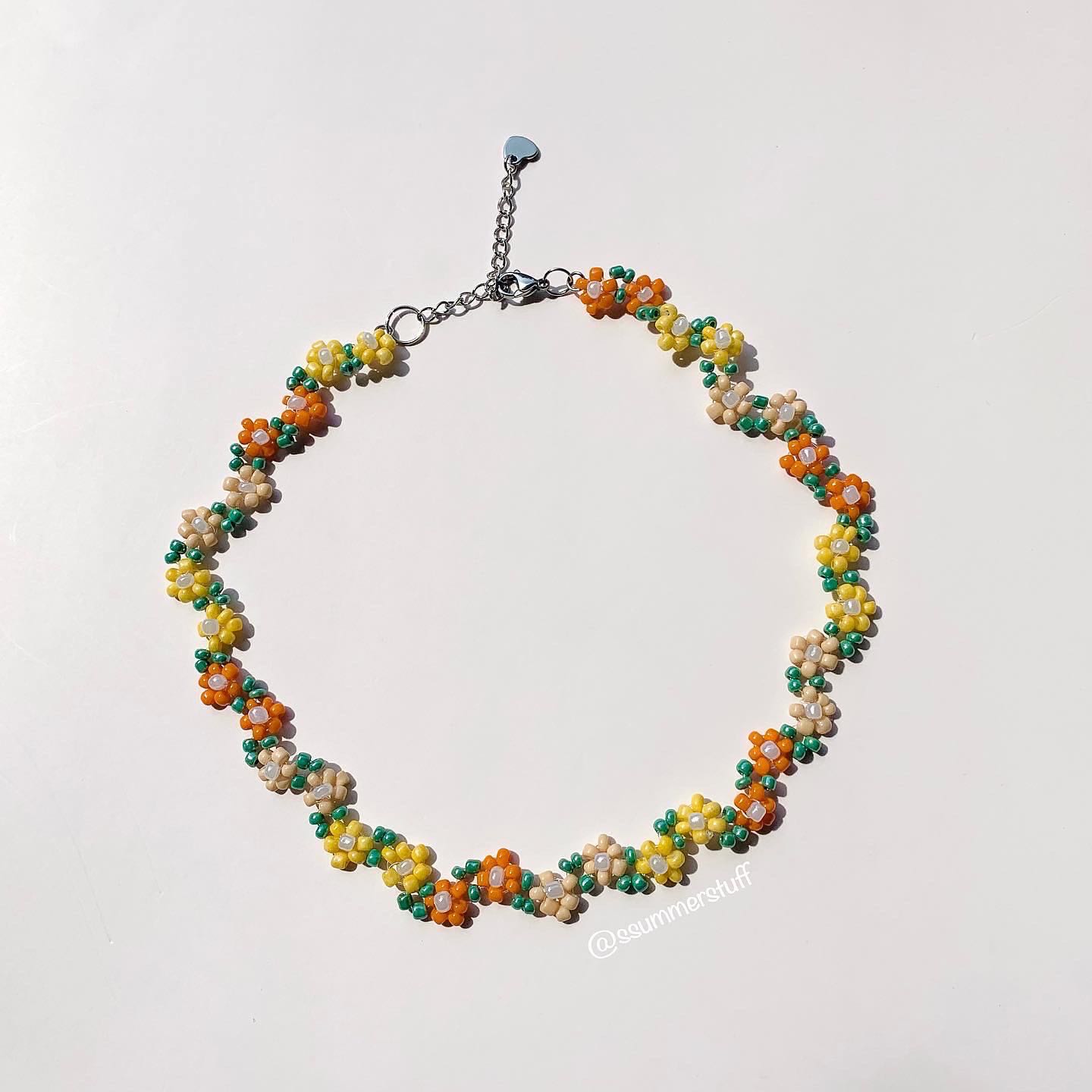 Orange blossom beaded necklace🍊🌈🌼🦋🌲