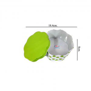 P181BM6012 กล่องคุ้กกี้ทรงดอกไม้ สีเขียว