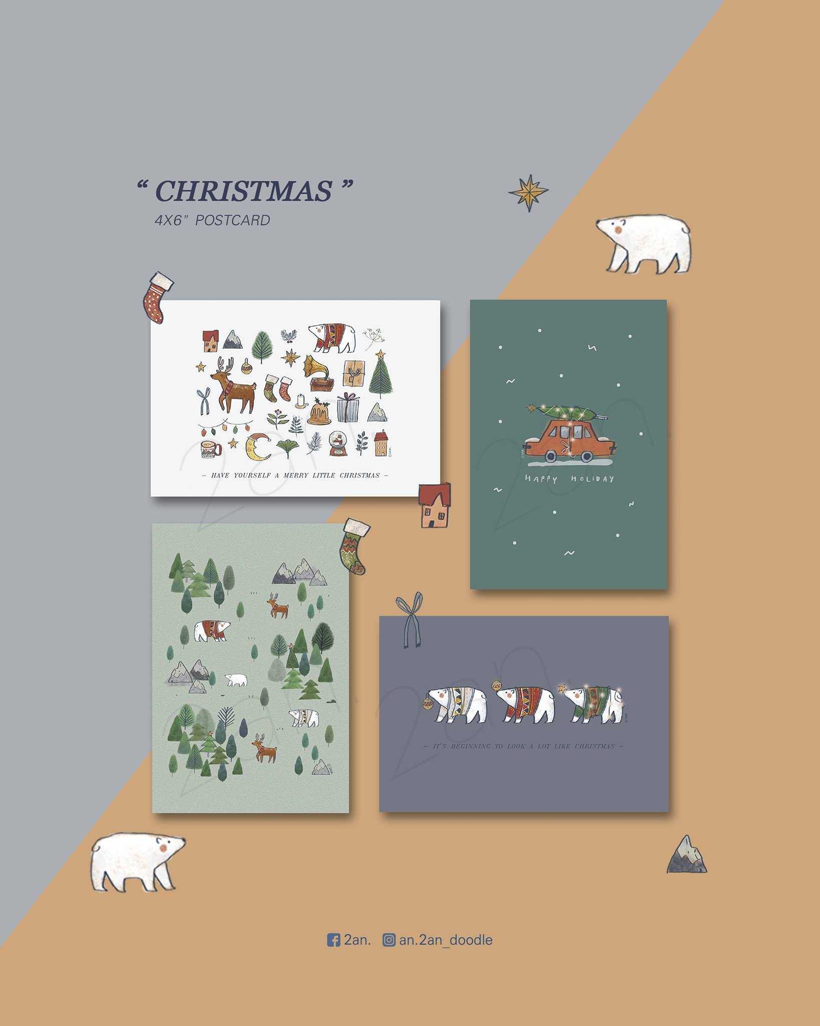 Postcard - xmas polar bear