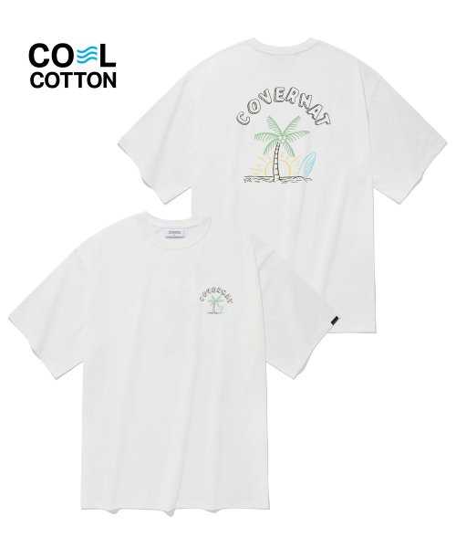 (พร้อมส่ง) Covernat  Beach Palm Tree T-shirt White