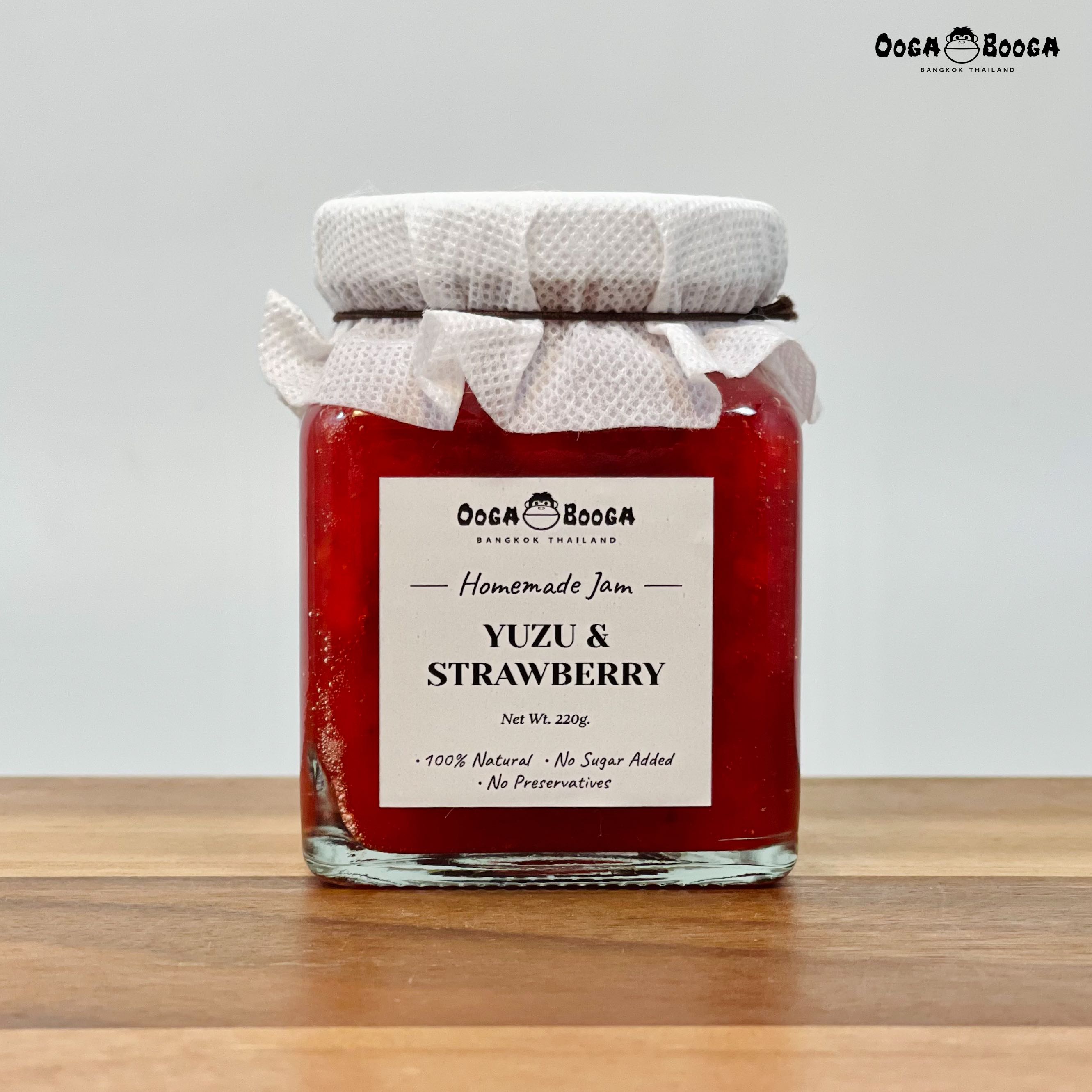 แยมผลไม้ รส ส้มยูสุสตรอเบอรี่ (Yuzu & Strawberry Jam) สูตรเพื่อสุขภาพ ไม่เติมน้ำตาล Ooga Booga Farm