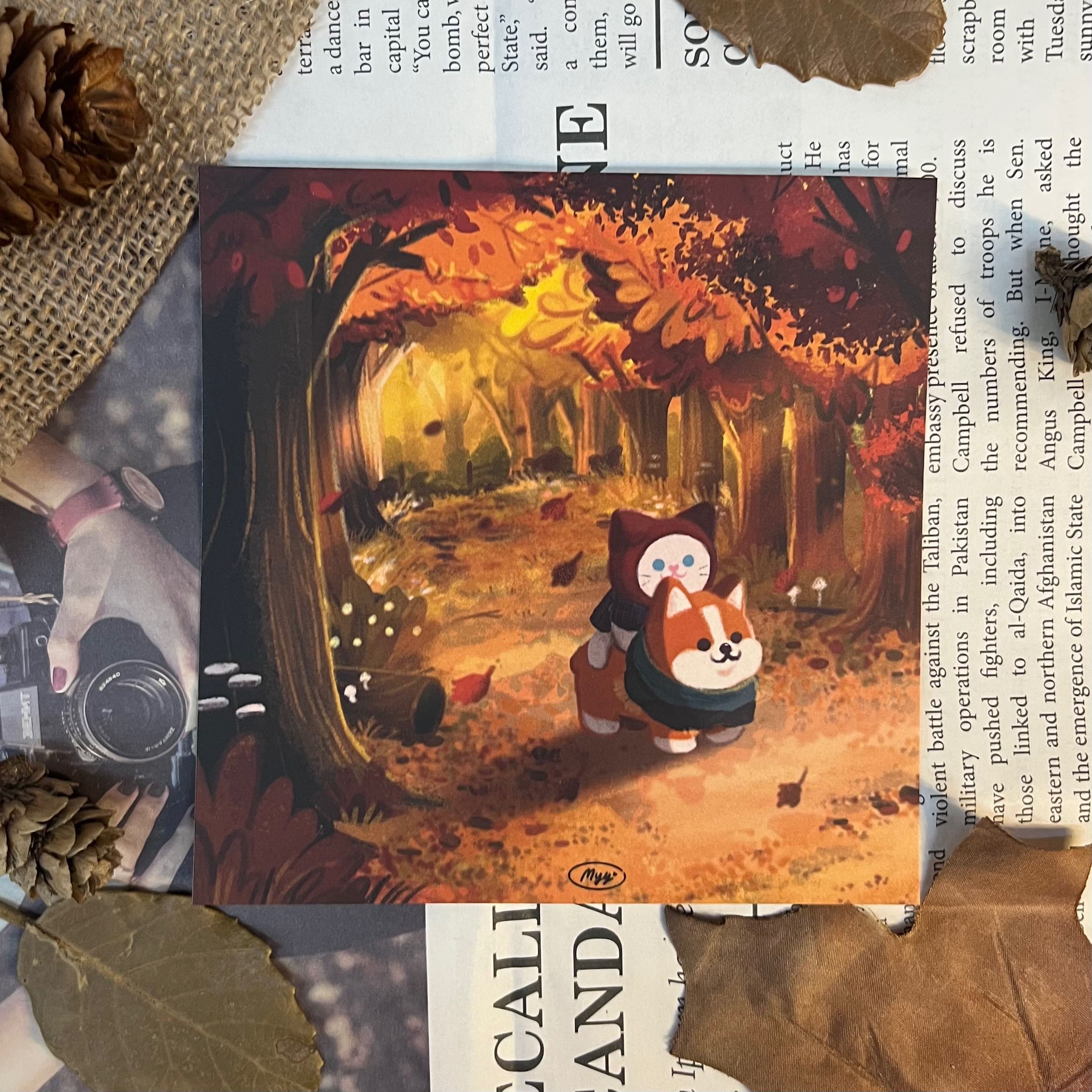 postcard 5x5 inch autumn 